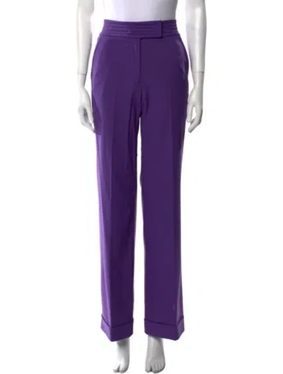 Pre-owned Fendi Wool Straight Leg Pants In Purple