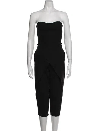 Pre-owned Fendi Wool Strapless Jumpsuit In Black