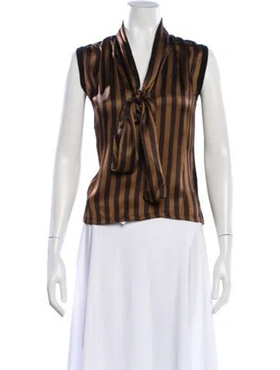 Pre-owned Fendi Wool Striped Blouse In Brown