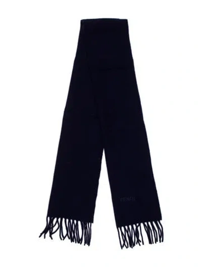 Pre-owned Fendi Wool Striped Scarf In Blue