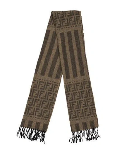 Pre-owned Fendi Wool Striped Scarf In Brown