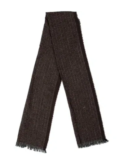 Pre-owned Fendi Wool Striped Scarf In Brown