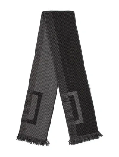 Pre-owned Fendi Wool Striped Scarf In Gray