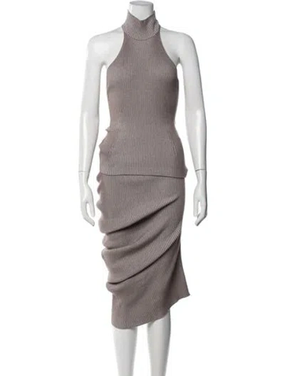 Pre-owned Fendi Wool Striped Skirt Suit In Grey