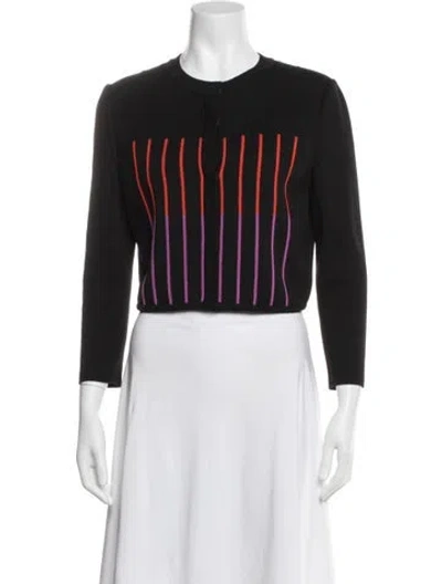 Pre-owned Fendi Wool Striped Sweater In Black