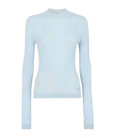 Fendi Wool Sweater In Light Blue