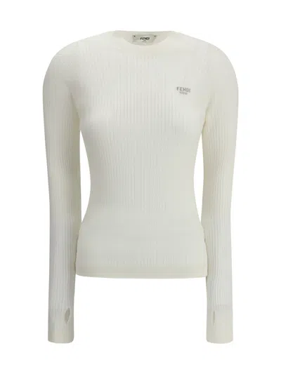 Fendi Wool Sweater In White