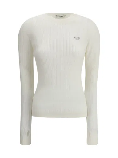 Fendi Wool Sweater In White
