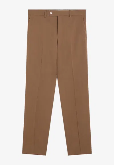 Fendi Wool Tailored Pants In Brown