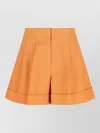 Fendi Wool Tailored Shorts Pleated Pockets Belt Loops In Orange