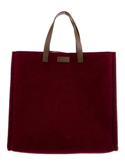 Pre-owned Fendi Wool Tote In Burgundy