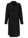Fendi Black Wool Double-breasted Trench Coat In Black