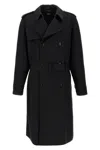Fendi Black Wool Double-breasted Trench Coat In Black