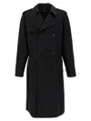 Fendi Black Wool Double-breasted Trench Coat In Black