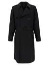 Fendi Black Wool Double-breasted Trench Coat In Black