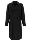 Fendi Black Wool Double-breasted Trench Coat In Black