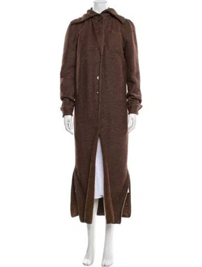 Pre-owned Fendi Wool Trench Coat In Brown