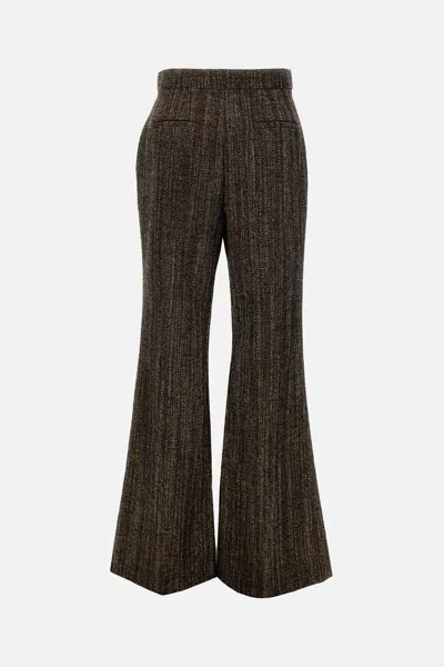Fendi Wool Trousers In Brown