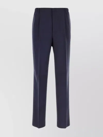 Fendi Wool Trousers Pleated Front In Blue