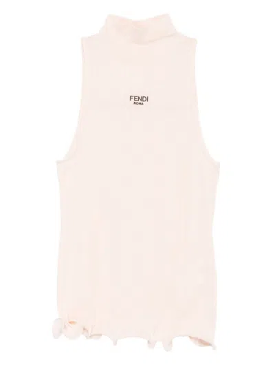 Fendi Wool Turtle-neck Top In White