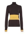Fendi Woman Turtleneck Dark Purple Size 8 Wool, Polyamide, Polyurethane, Viscose, Polyester In Black