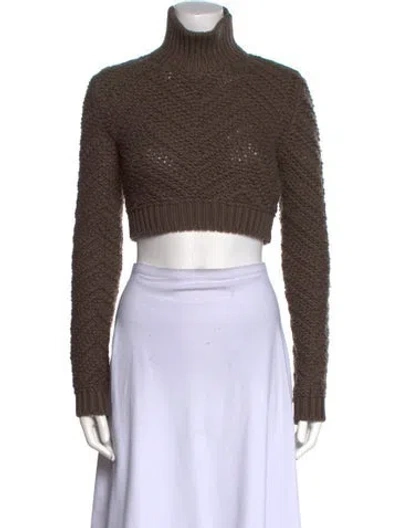 Pre-owned Fendi Wool Turtleneck Sweater In Brown
