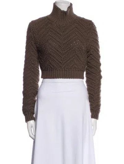 Pre-owned Fendi Wool Turtleneck Sweater In Brown