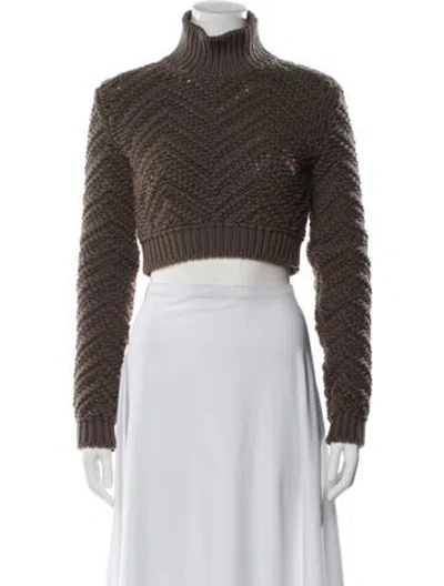 Pre-owned Fendi Wool Turtleneck Sweater In Brown