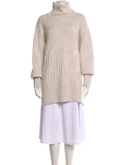 Pre-owned Fendi Wool Turtleneck Sweater W/ Tags In Neutral