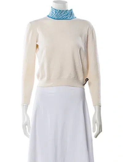 Pre-owned Fendi Wool Turtleneck Sweater In White