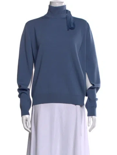 Pre-owned Fendi Wool Turtleneck Top In Blue