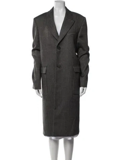 Pre-owned Fendi Wool Tweed Pattern Coat In Black