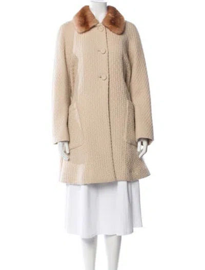 Pre-owned Fendi Wool Tweed Pattern Coat In Neutral