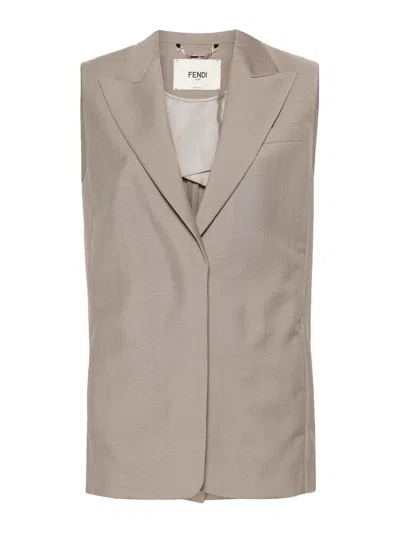 Fendi Kid Vest In Beige