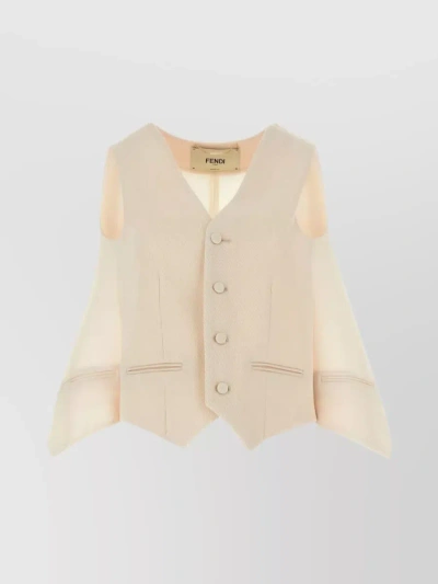 Fendi Cut Out Deconstructed Vest In Cream