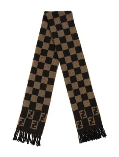 Pre-owned Fendi Wool Vintage Scarf In Brown