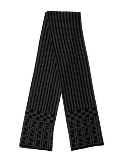 Pre-owned Fendi Wool Vintage Scarf In Gray