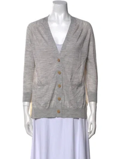 Pre-owned Fendi Wool V-neck Sweater In Gray