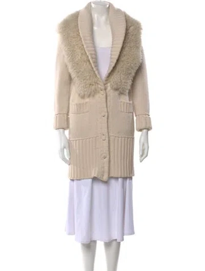 Pre-owned Fendi Wool V-neck Sweater In Neutral