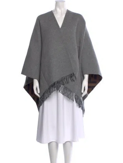 Pre-owned Fendi Wool V-neck Sweater W/ Tags In Gray