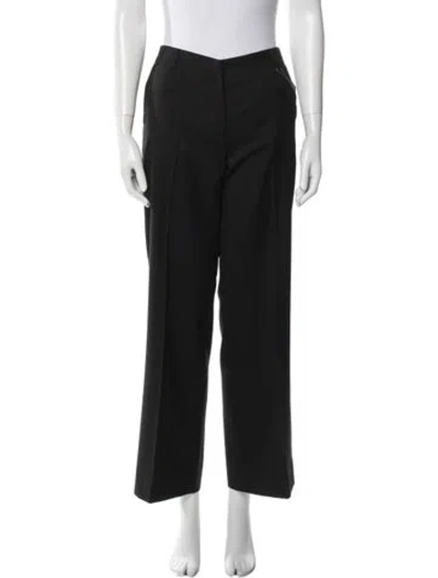Pre-owned Fendi Wool Wide Leg Pants In Black