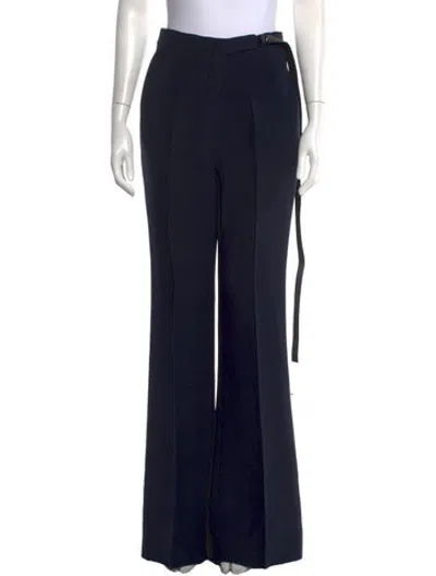 Pre-owned Fendi Wool Wide Leg Pants In Black