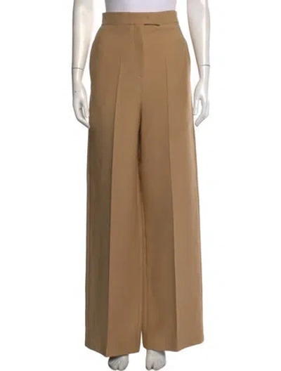 Pre-owned Fendi Wool Wide Leg Pants In Brown