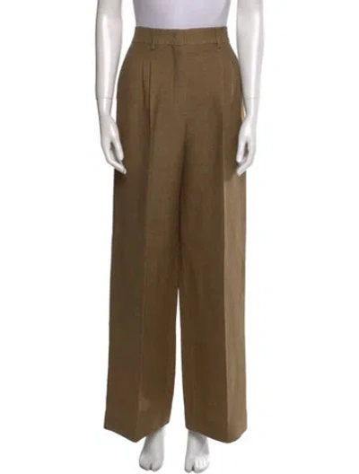 Pre-owned Fendi Wool Wide Leg Pants In Green