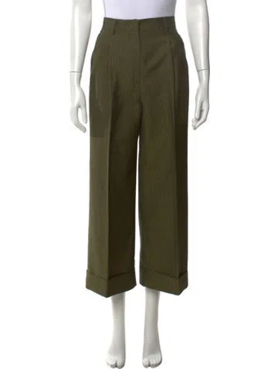 Pre-owned Fendi Wool Wide Leg Pants In Green