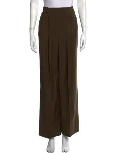 Pre-owned Fendi Wool Wide Leg Pants In Green