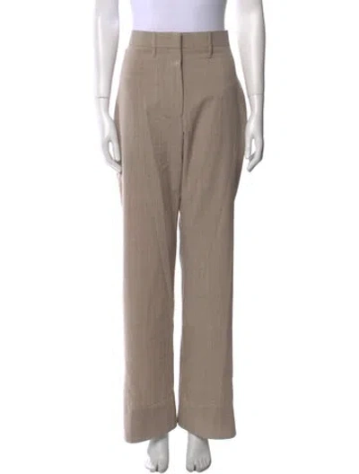 Pre-owned Fendi Wool Wide Leg Pants In Neutral
