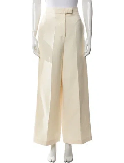Pre-owned Fendi Wool Wide Leg Pants In Neutrals