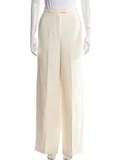 Pre-owned Fendi Wool Wide Leg Pants In Neutrals