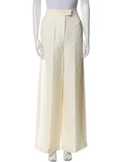 Pre-owned Fendi Wool Wide Leg Pants W/ Tags In Neutral